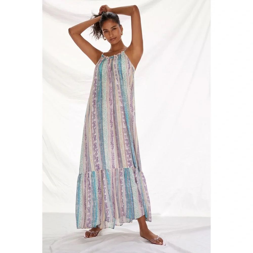 Anthropologie Flounced Maxi Lounge Dress